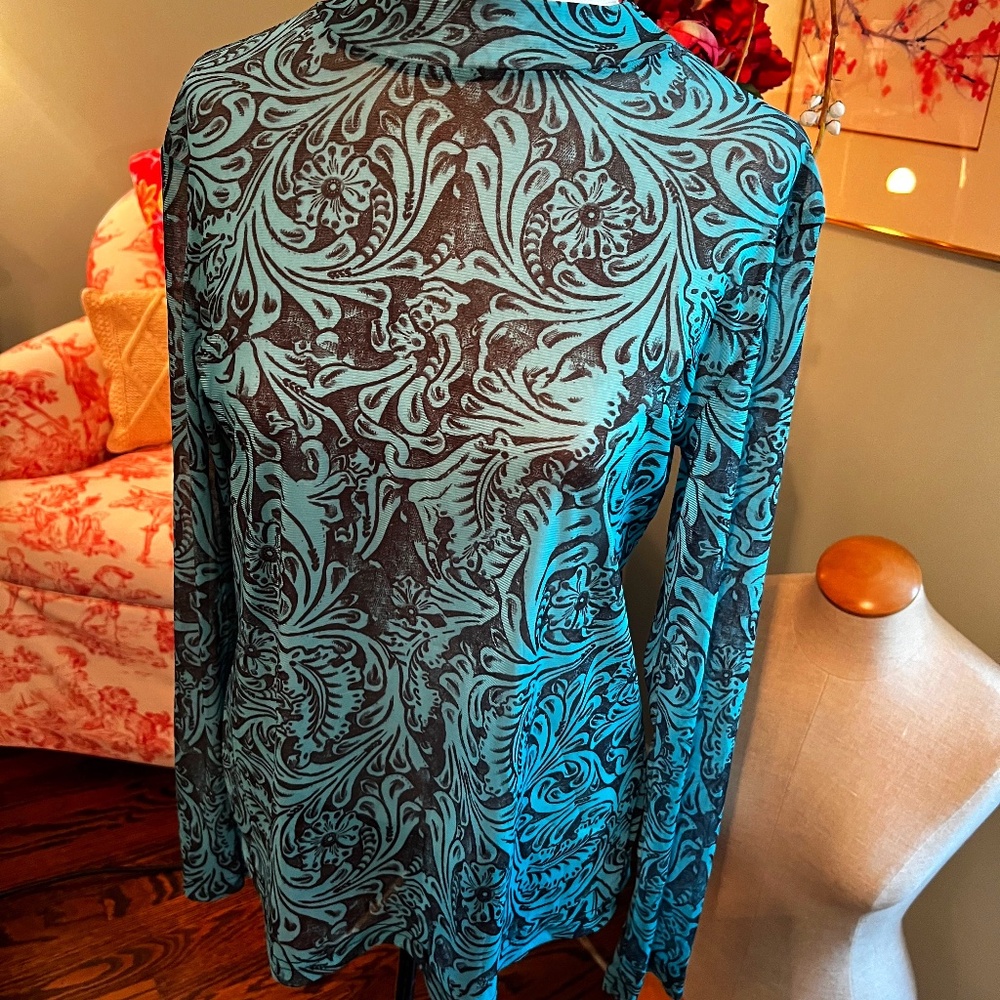 STERLING KREEK MESH LONG SLEEVE MOCK NECK TOP